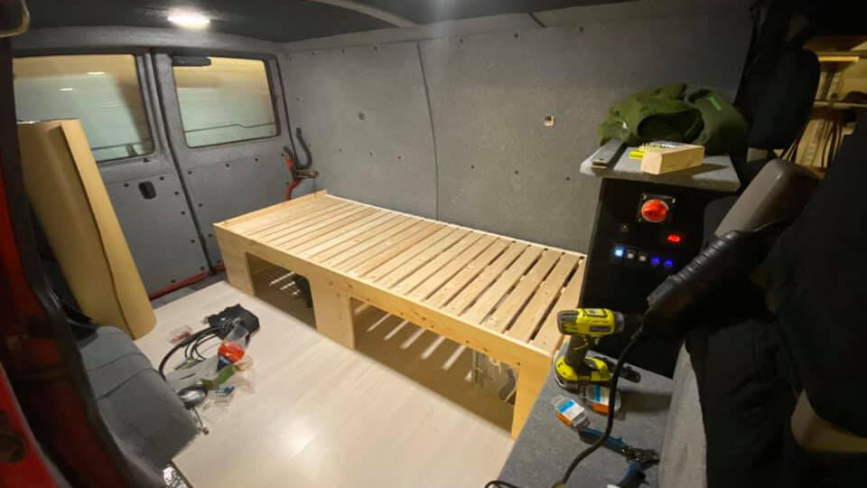 Building camper van interior bed