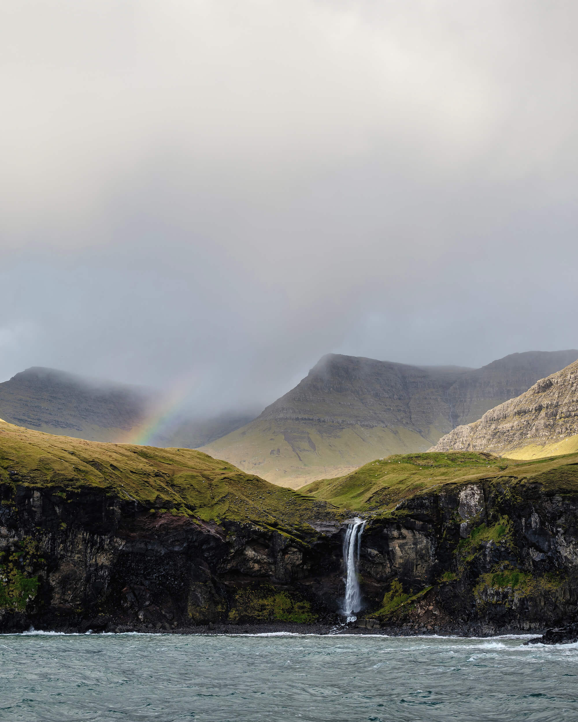 Rainbows and waterfalls in the Faroe islands
